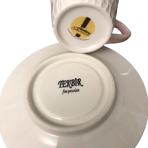 TEKBIR Espresso Cup and Saucer Cream Pink Handle by Jewellery Emirates Porcelain - Picture 5 of 6